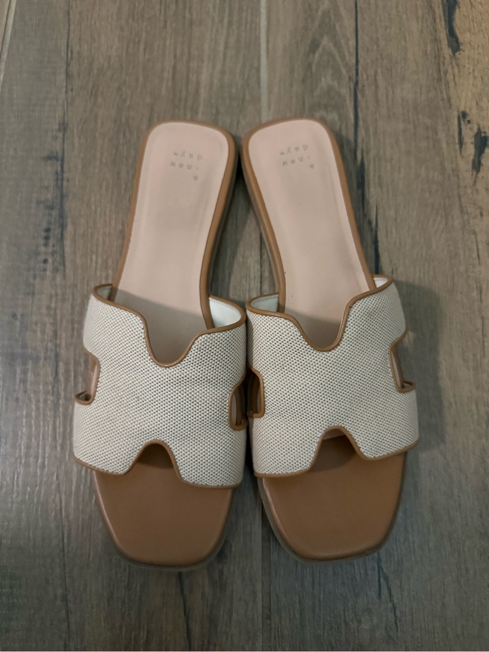 Target: A New Day Natural Beige Woven Slide Sandals - Women